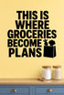 Alternate room view of the This Is Where Groceries Become Plans removable vinyl wall decal.