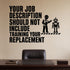 Alternate room view of the Your Job Description Should Not Include Training Your Replacement removable vinyl wall decal.