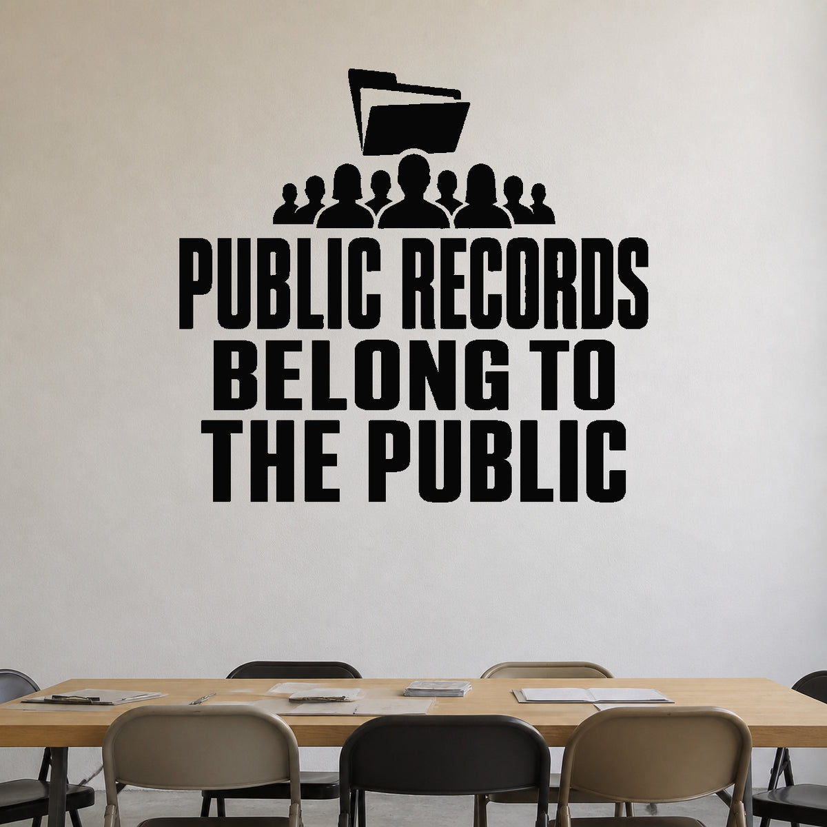 Alternate room view of the Public Records Belong to the Public removable vinyl wall decal.