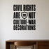 Civil Rights Are Not Culture-war Decorations removable vinyl wall decal shown in a styled room.