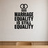 Marriage Equality Is Still Equality removable vinyl wall decal shown in a styled room.