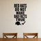 Red Hats Do Not Make Bad Facts True removable vinyl wall decal shown in a styled room.