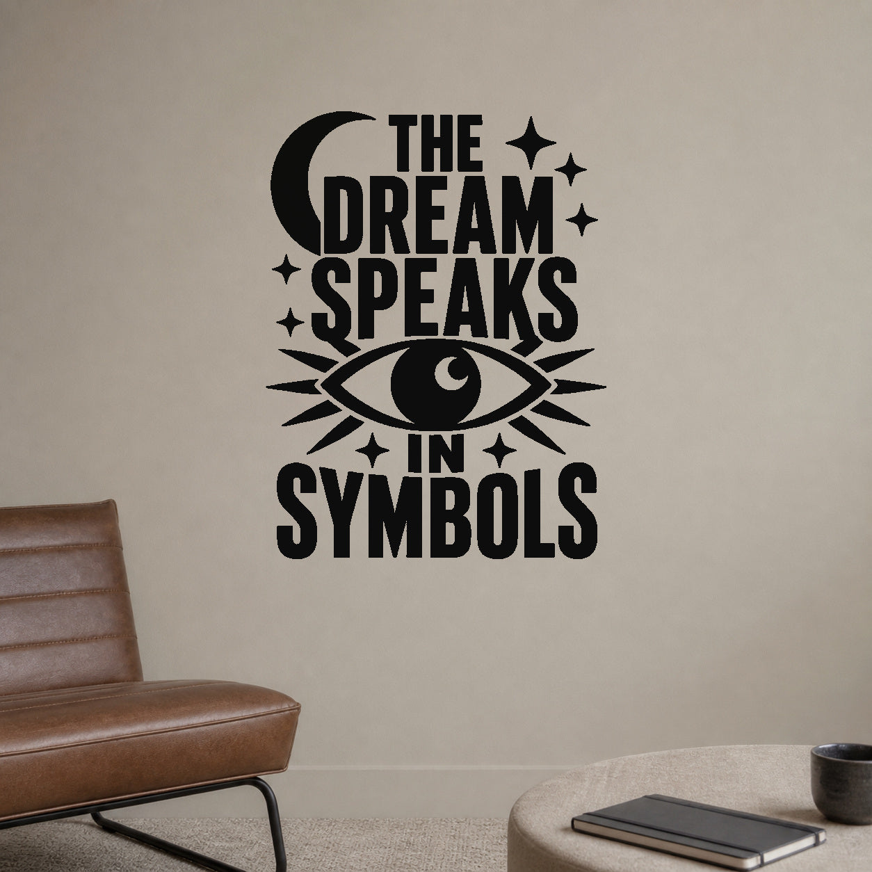 Alternate room view of the The Dream Speaks in Symbols removable vinyl wall decal.