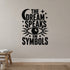 The Dream Speaks in Symbols removable vinyl wall decal shown in a styled room.