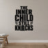 The Inner Child Still Knocks removable vinyl wall decal shown in a styled room.