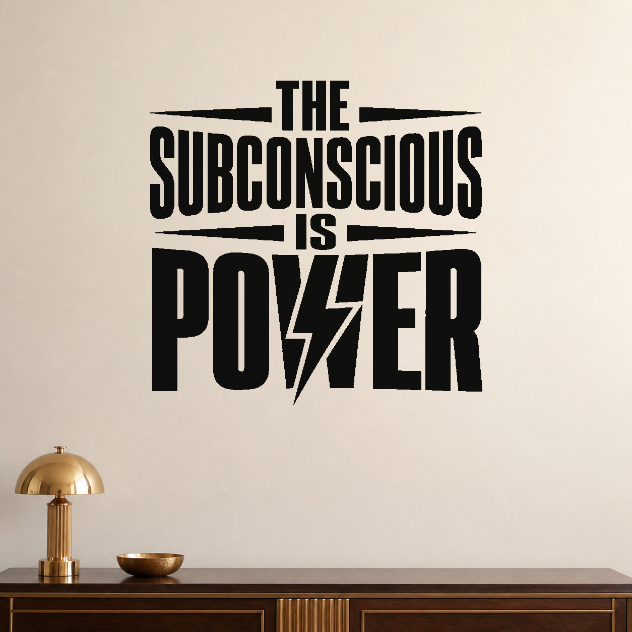 The Subconscious Is Power - Florence Scovel Shinn Quote Wall Decal removable vinyl wall decal shown on a smooth interior wall