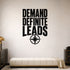 Demand Definite Leads removable vinyl wall decal shown in a styled room.
