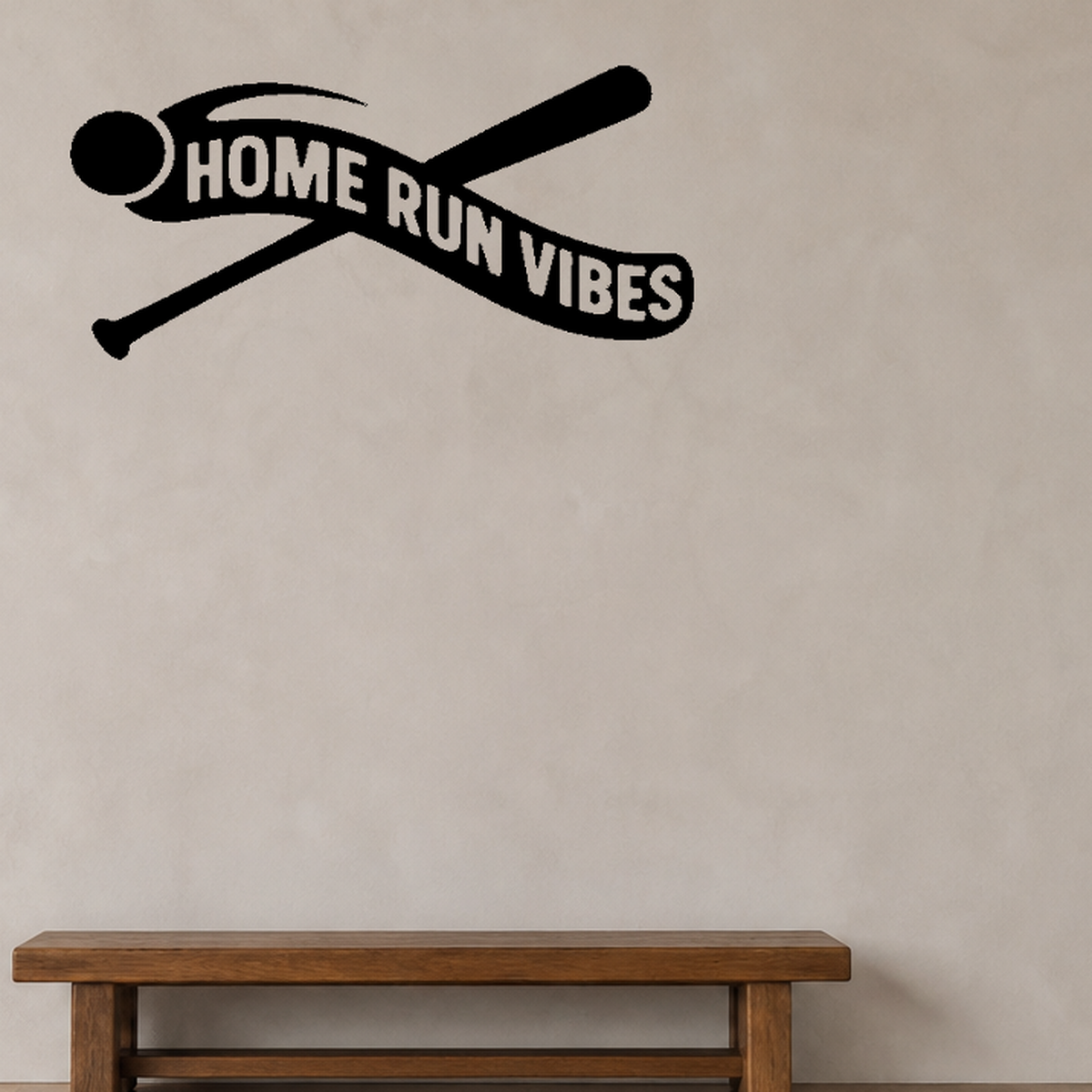 Home Run Vibes - Baseball Sports Wall Decal Vinyl Sticker Removable shown as a removable vinyl wall decal in a category-appropriate room