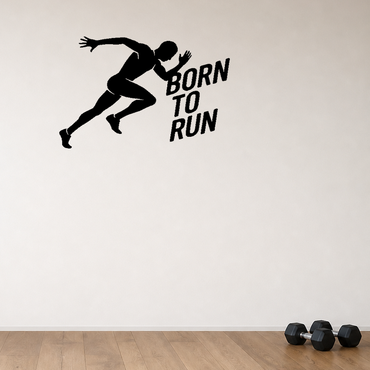 Born to Run - Running Sports Wall Decal Vinyl Sticker Removable shown as a removable vinyl wall decal in a second room setting