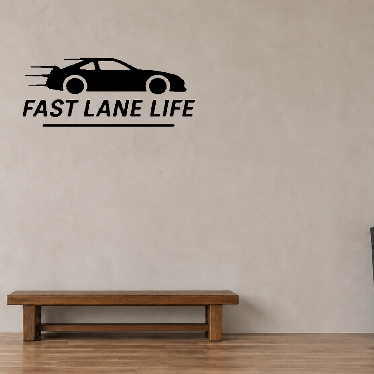 Fast Lane Life - Racing Sports Wall Decal Vinyl Sticker Removable shown as a removable vinyl wall decal in a second room setting