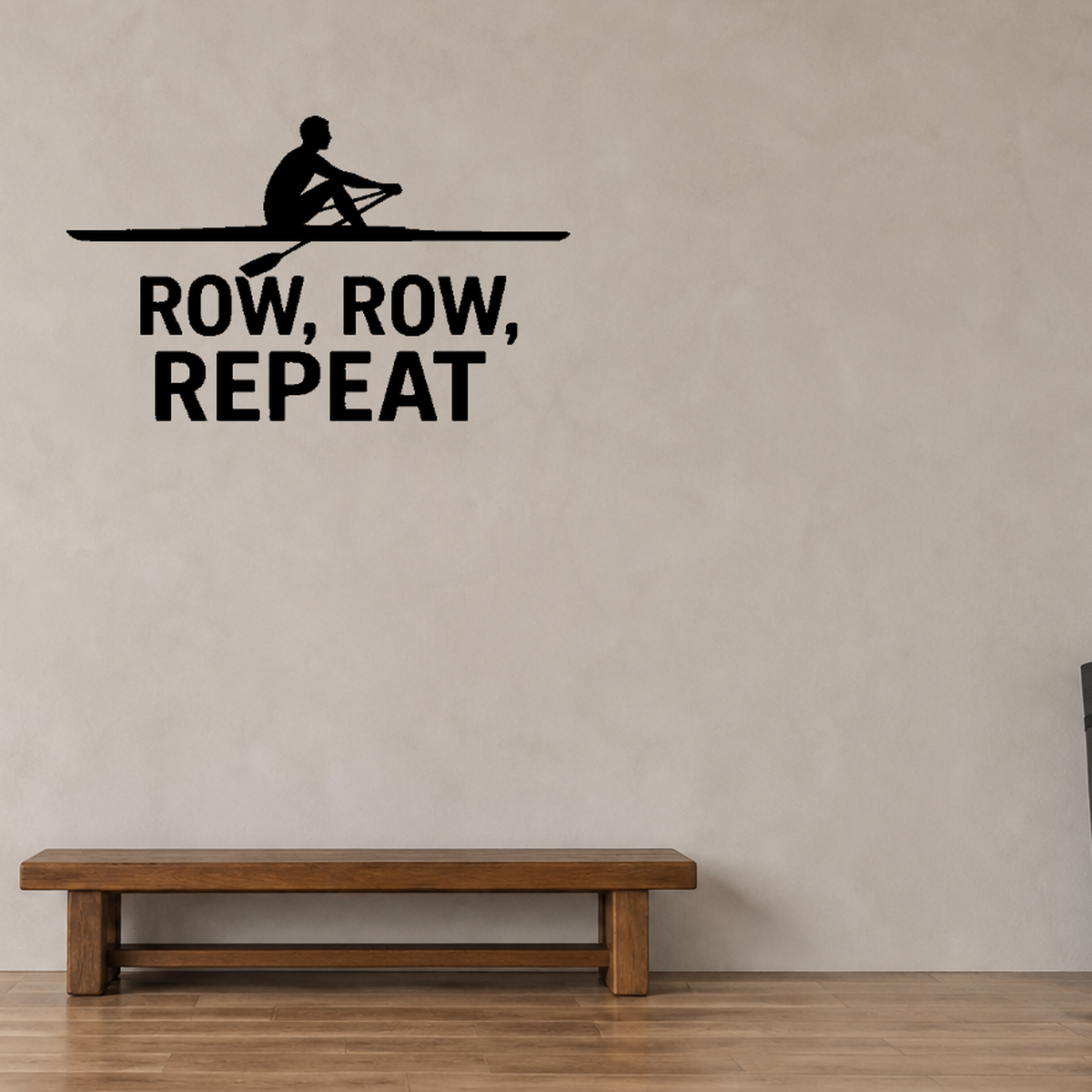 Row, Row, Repeat - Rowing Sports Wall Decal Vinyl Sticker Removable shown as a removable vinyl wall decal in a second room setting