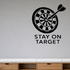 Stay on Target - Darts Sports Wall Decal Vinyl Sticker Removable shown as a removable vinyl wall decal in a category-appropriate room