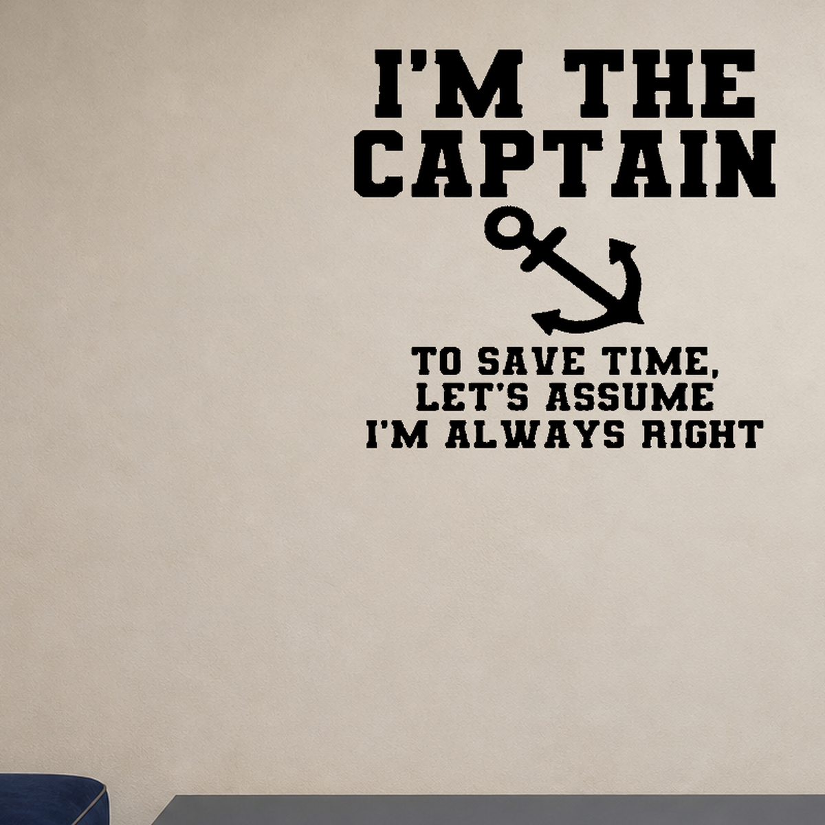 Captain Papa Removable Vinyl Decal for Interior Walls shown as a removable vinyl wall decal in a category-appropriate room