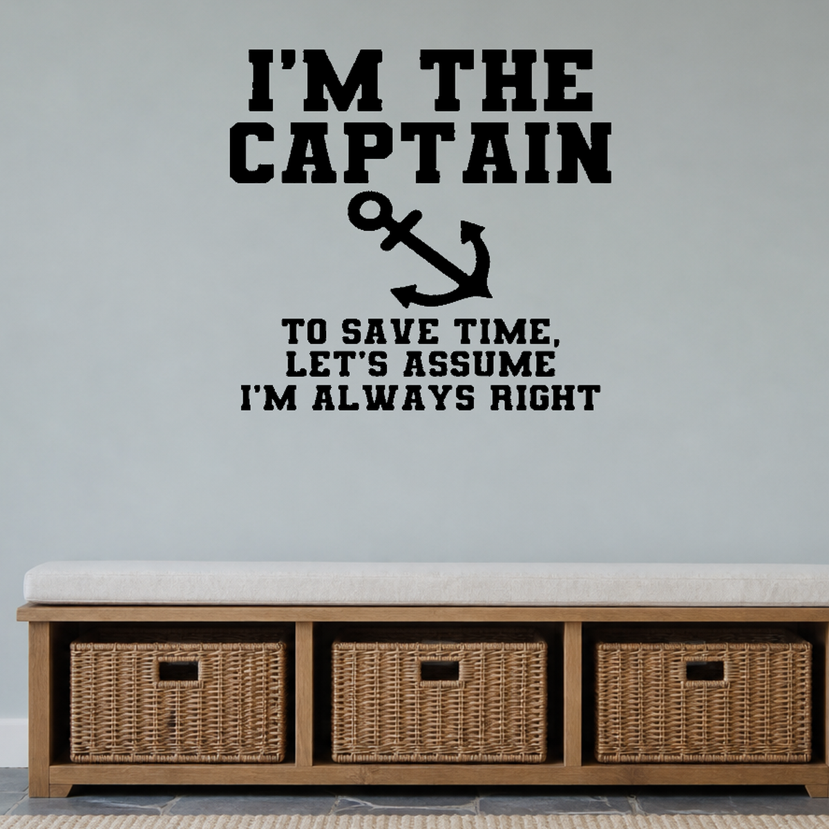 Captain Papa Removable Vinyl Decal for Interior Walls shown as a removable vinyl wall decal in a second room setting