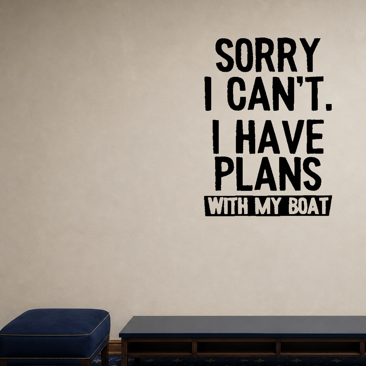 Sorry can't, my boat Style 2 Removable Vinyl Decal for Interior Walls shown as a removable vinyl wall decal in a second room setting