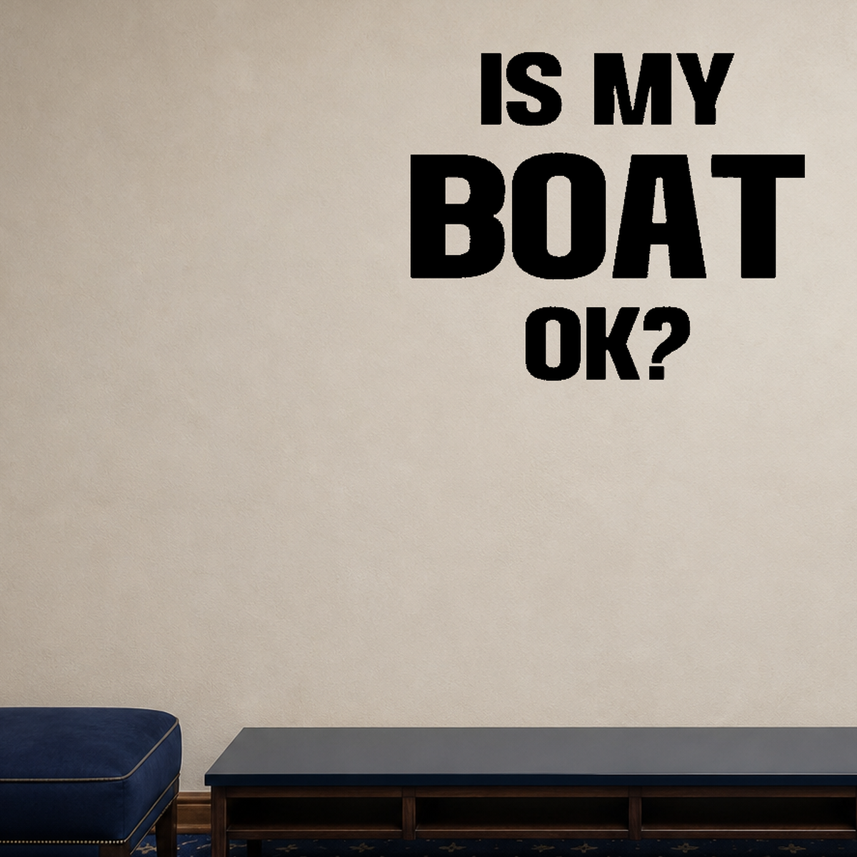 Is my boat OK? Style 2 Removable Vinyl Decal for Interior Walls shown as a removable vinyl wall decal in a second room setting