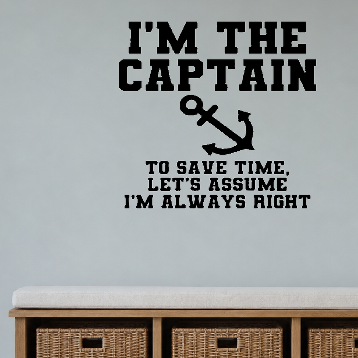 Captain steering wheel Style 2 Removable Vinyl Decal for Interior Walls shown as a removable vinyl wall decal in a category-appropriate room