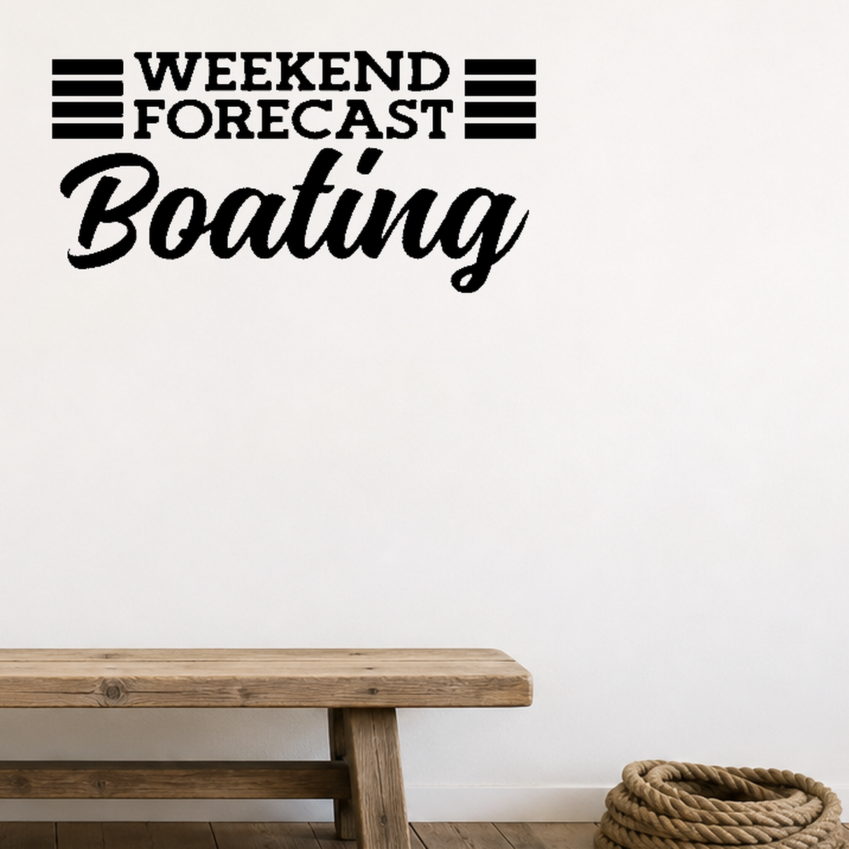 Boating forecast Style 2 Removable Vinyl Decal for Interior Walls shown as a removable vinyl wall decal in a category-appropriate room