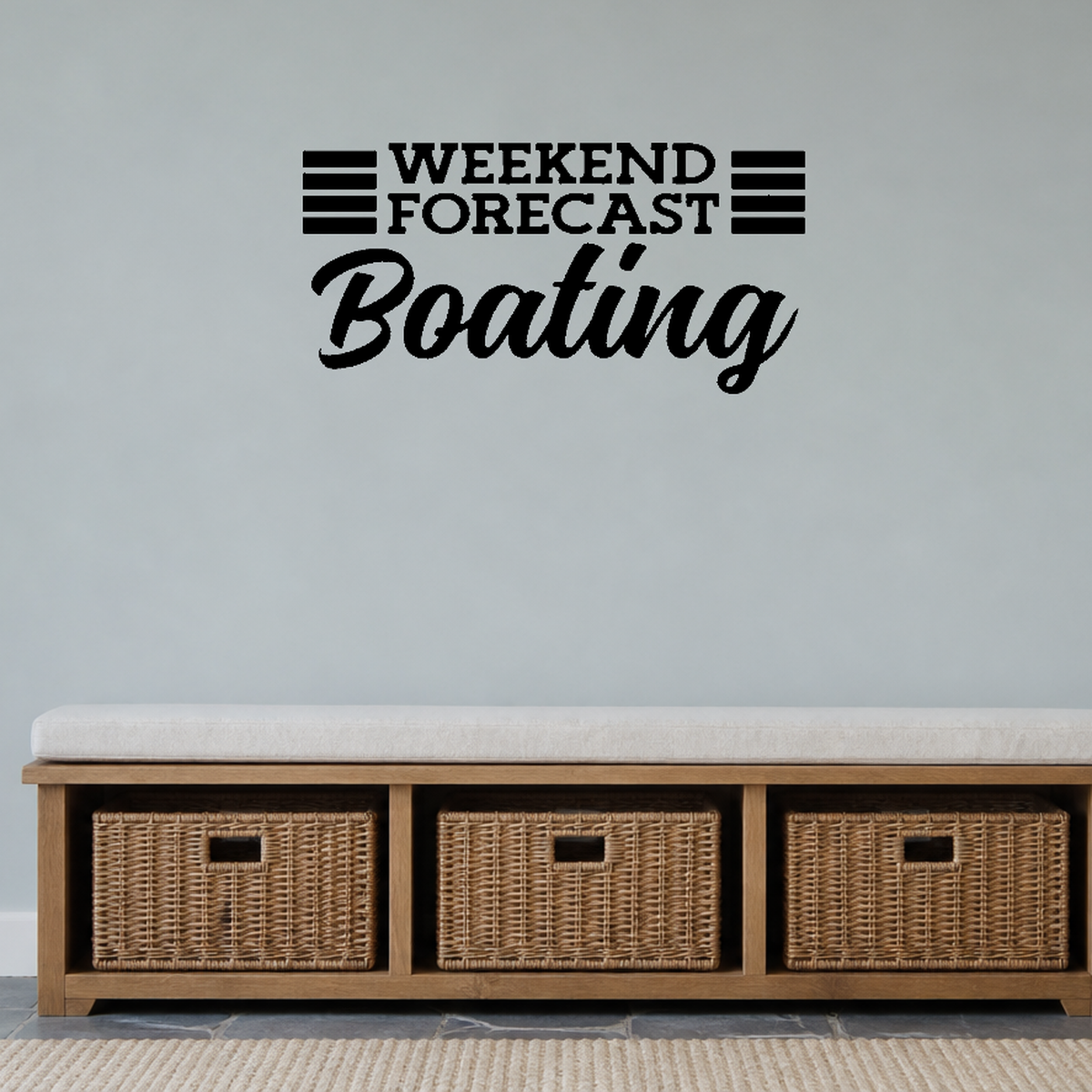 Boating forecast Style 2 Removable Vinyl Decal for Interior Walls shown as a removable vinyl wall decal in a second room setting
