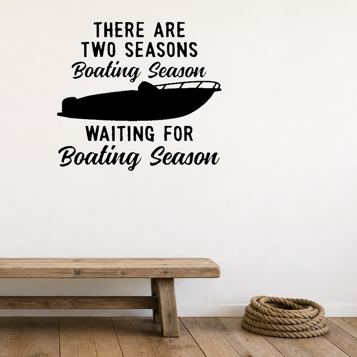 Two seasons boating Removable Vinyl Decal for Interior Walls shown as a removable vinyl wall decal in a second room setting