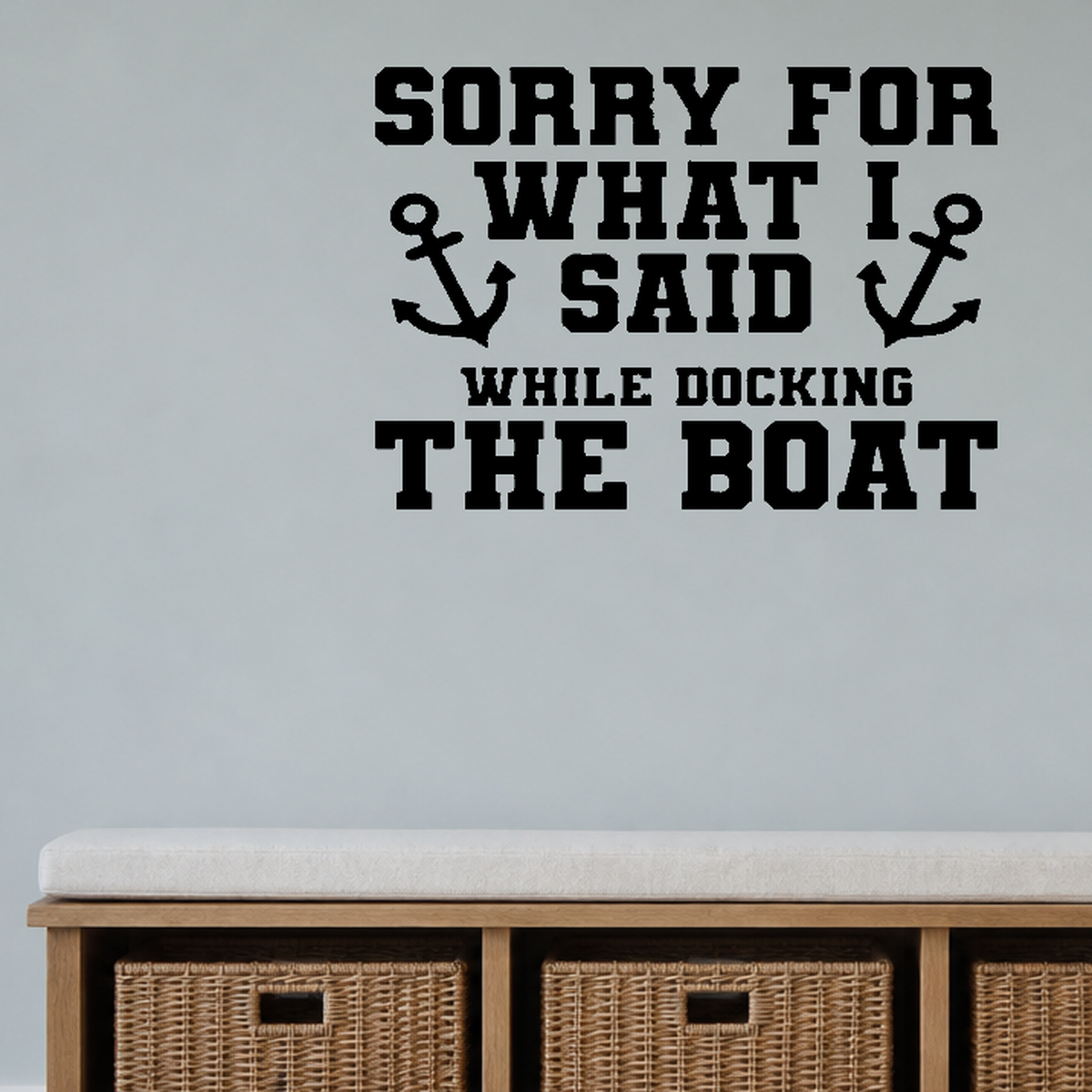 I'd rather be boating Style 2 Removable Vinyl Decal for Interior Walls shown as a removable vinyl wall decal in a category-appropriate room