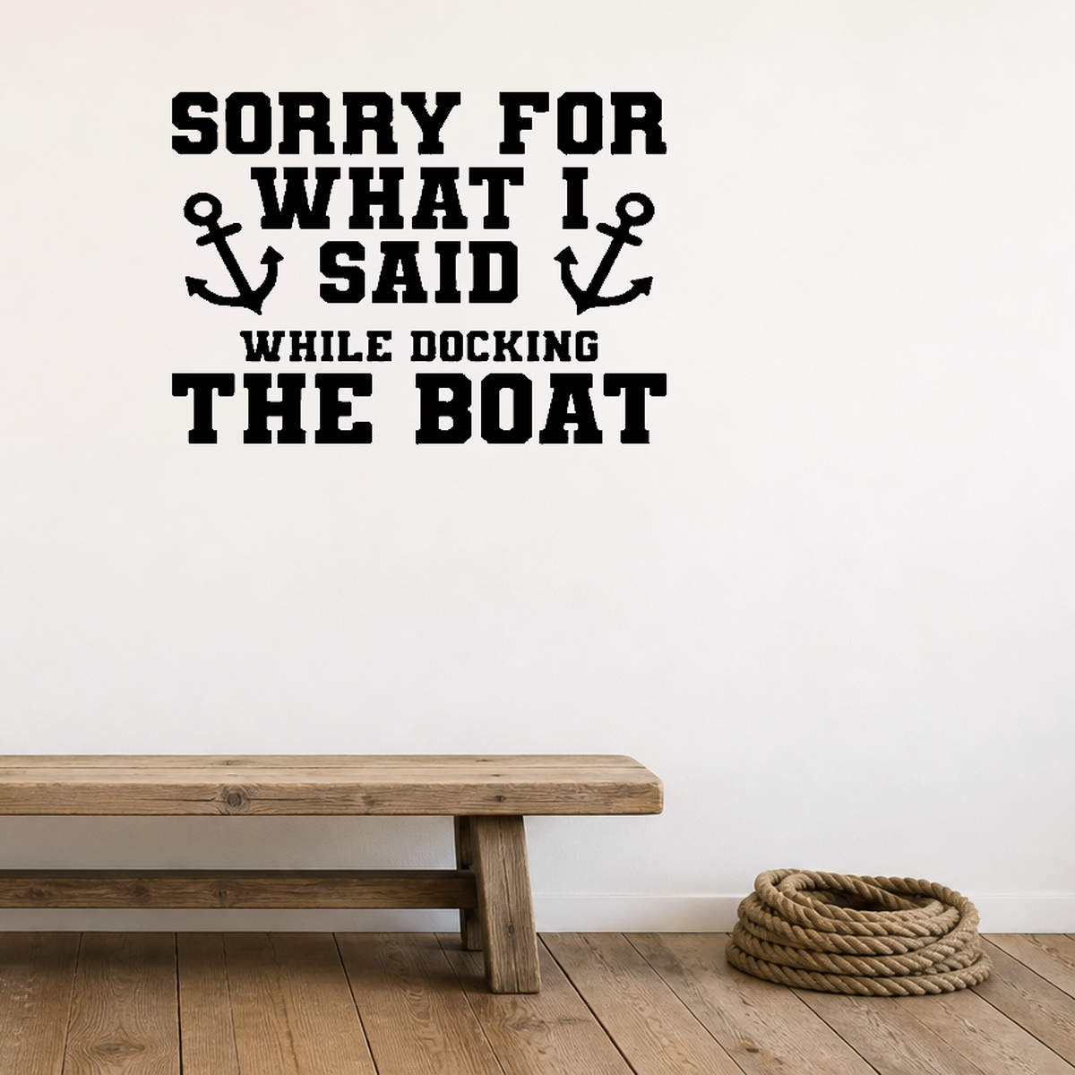 I'd rather be boating Style 2 Removable Vinyl Decal for Interior Walls shown as a removable vinyl wall decal in a second room setting
