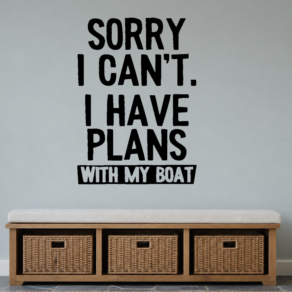 Sorry can't, my boat Style 2 Removable Vinyl Decal for Interior Walls shown as a removable vinyl wall decal in a category-appropriate room