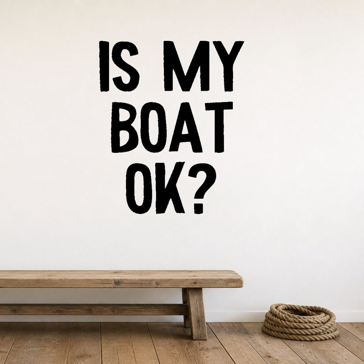 Is my boat OK? Removable Vinyl Decal for Interior Walls shown as a removable vinyl wall decal in a second room setting