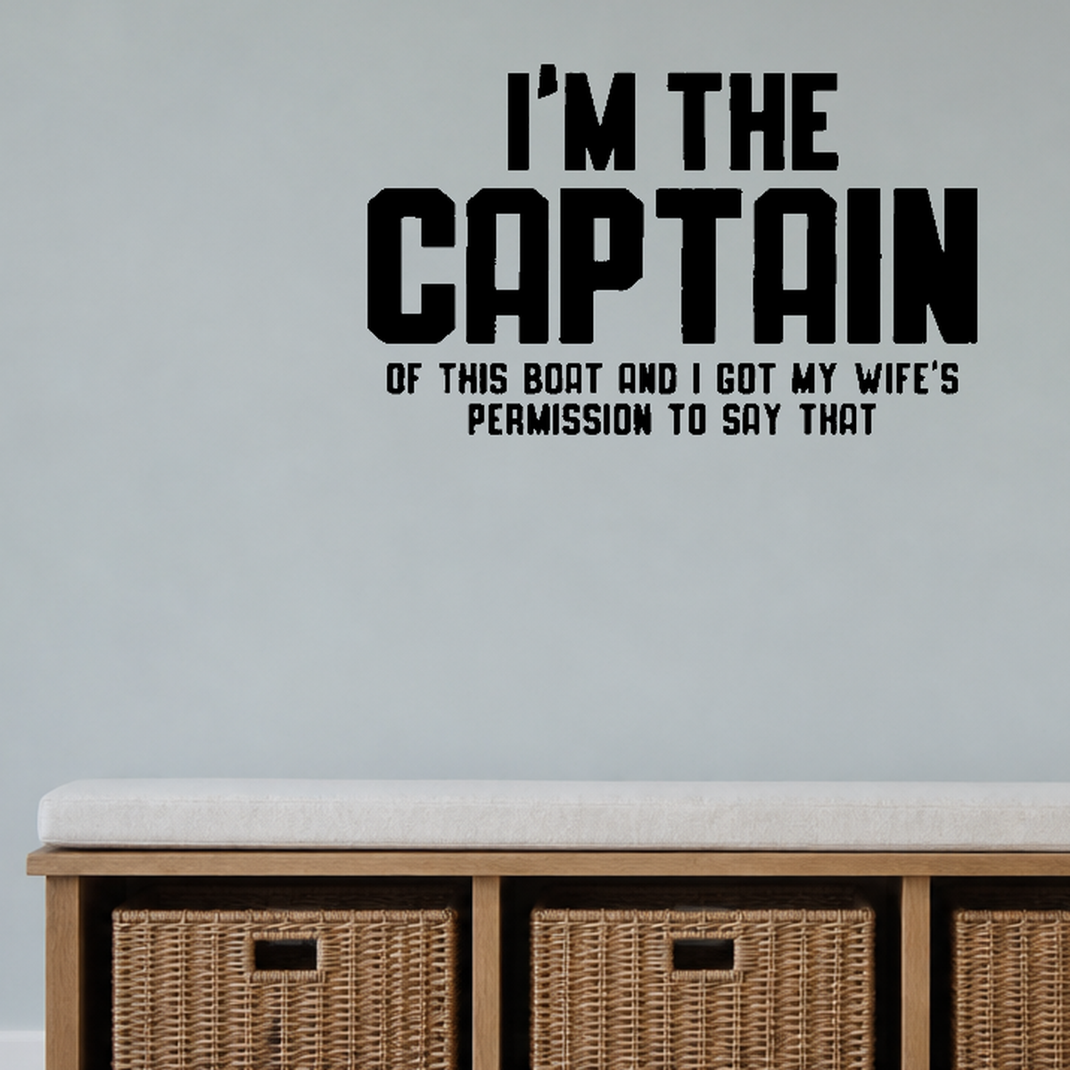 I'm the captain Removable Vinyl Decal for Interior Walls shown as a removable vinyl wall decal in a category-appropriate room