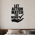 Let Action Match the Word removable vinyl wall decal shown in a styled room.