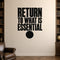 Return to What Is Essential removable vinyl wall decal shown in a styled room.