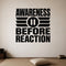 Awareness Before Reaction removable vinyl wall decal shown in a styled room.