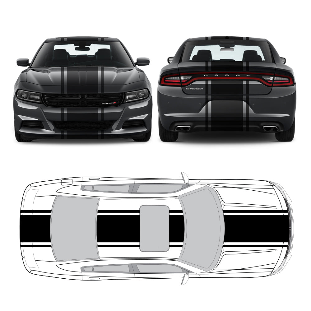 Racing Stripes & pinstripes [3x] 2" , 22", 2" x 70" Self Healing Air Release Vinyl Fits All Vehicles