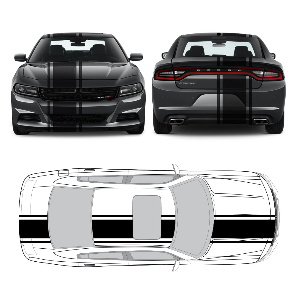 Racing Stripes & pinstripes [3x] 2" , 17", 2" x 70" Self Healing Air Release Vinyl Fits All Vehicles