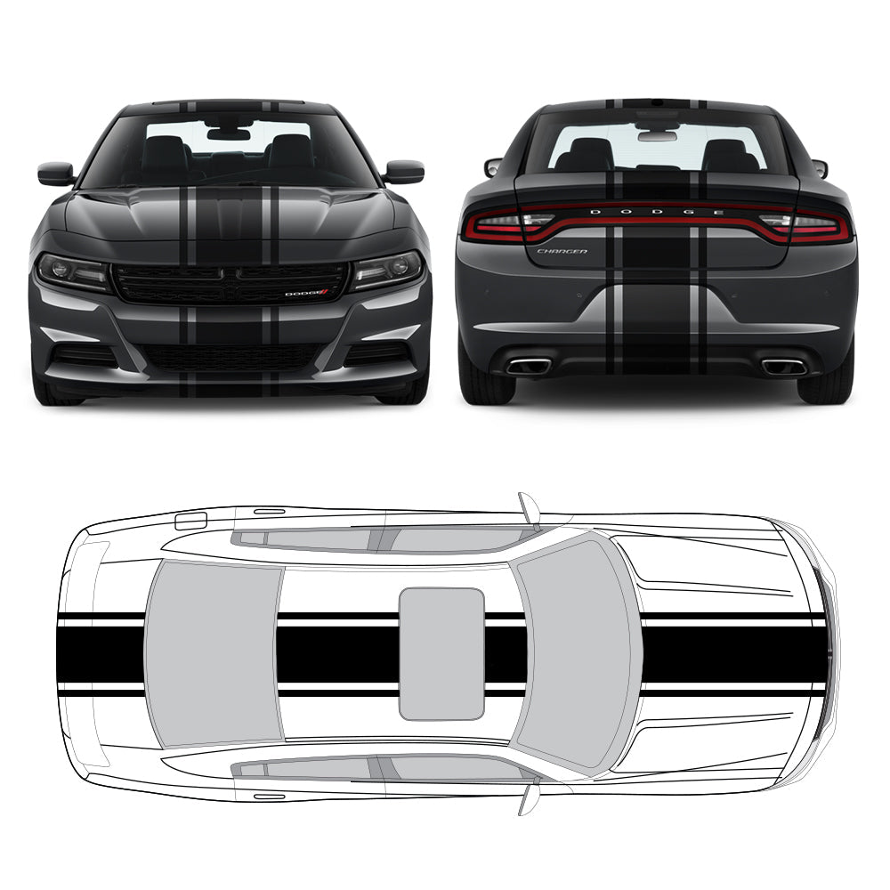 Racing Stripes & pinstripes [3x] 2" , 16", 2" x 70" Self Healing Air Release Vinyl Fits All Vehicles