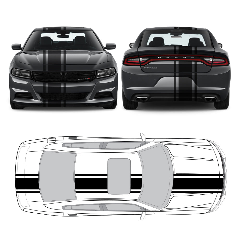Racing Stripes & pinstripes [3x] 2" , 12", 2" x 70" Self Healing Air Release Vinyl Fits All Vehicles