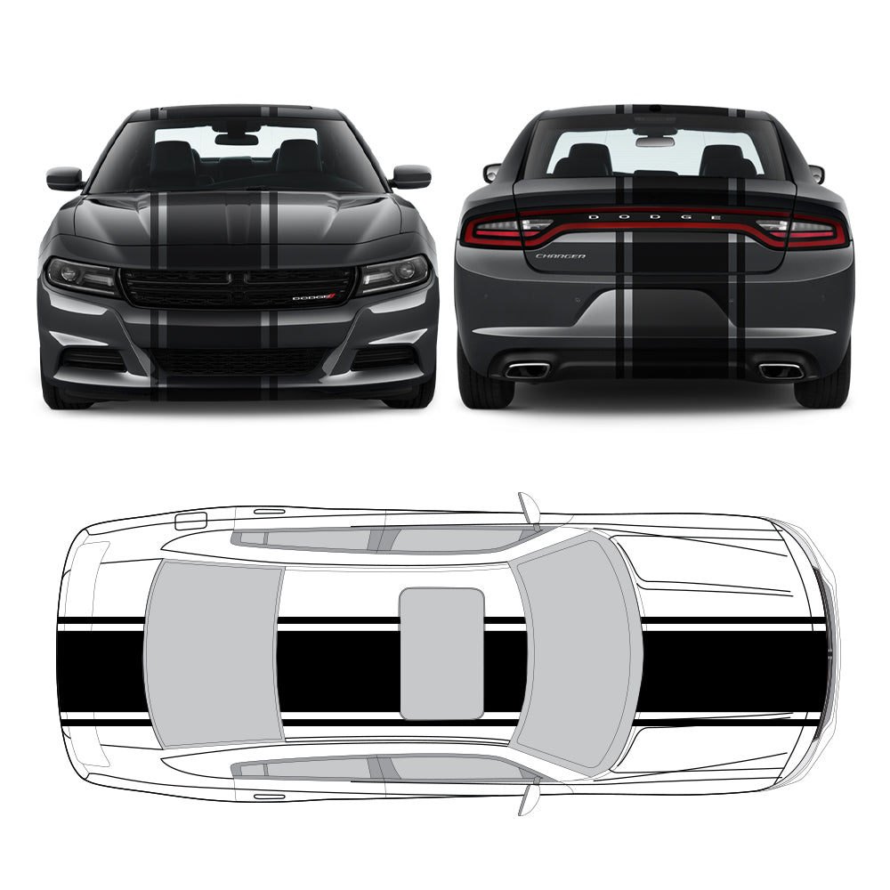 Racing Stripes & pinstripes [3x] 2" , 23", 2" x 68" Self Healing Vinyl Fits All Vehicles