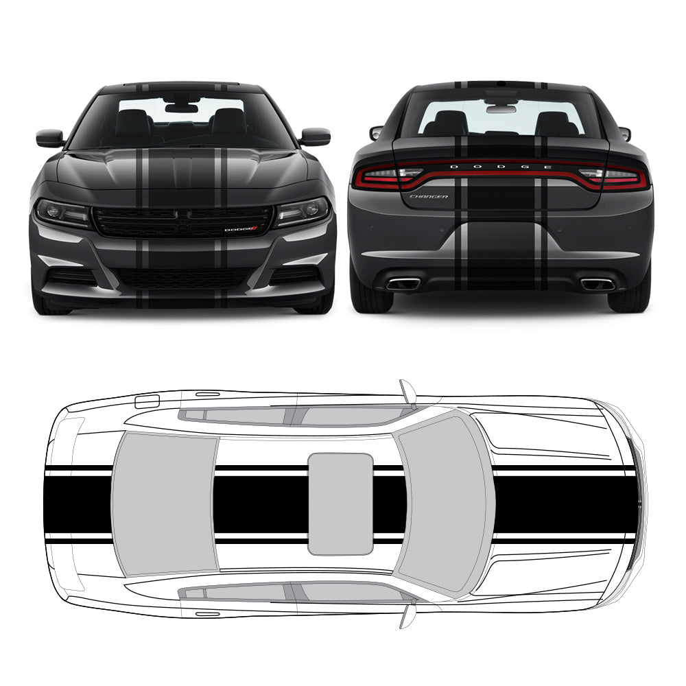 Racing Stripes & pinstripes [3x] 2" , 21", 2" x 70" Self Healing Air Release Vinyl Fits All Vehicles