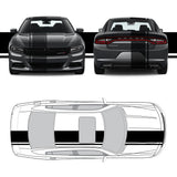 Dual Racing Stripes [3x] 2" , 2", 18" x 68" Self Healing Vinyl Fits All Vehicles