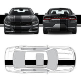 Dual Racing Stripes [3x] 2" , 2", 18" x 70" Self Healing Air Release Vinyl Fits All Vehicles