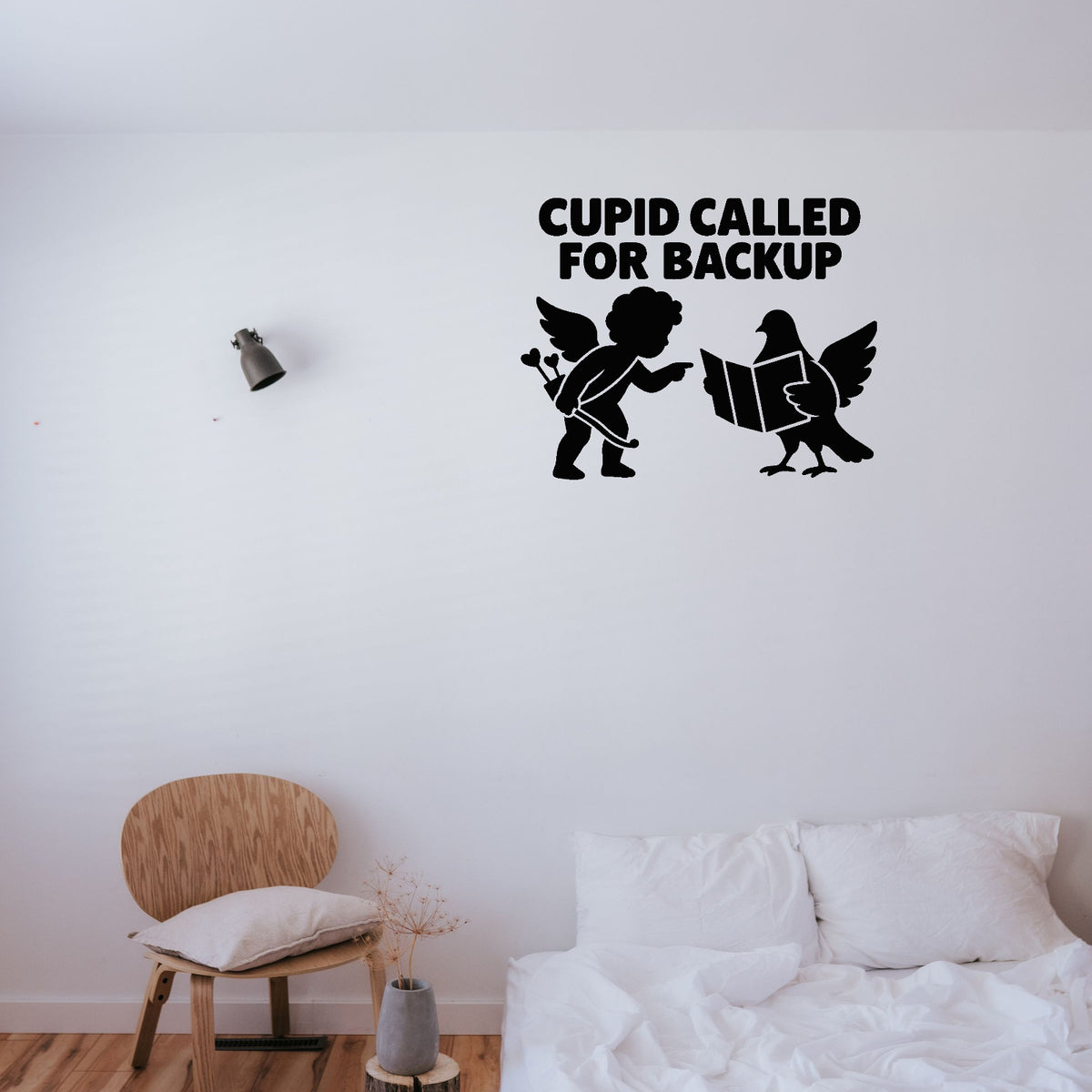 Alternate room view of Cupid Called For Backup Removable Wall Decal