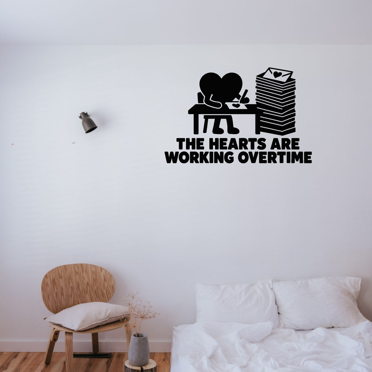 Alternate room view of The Hearts Are Working Overtime Removable Wall Decal