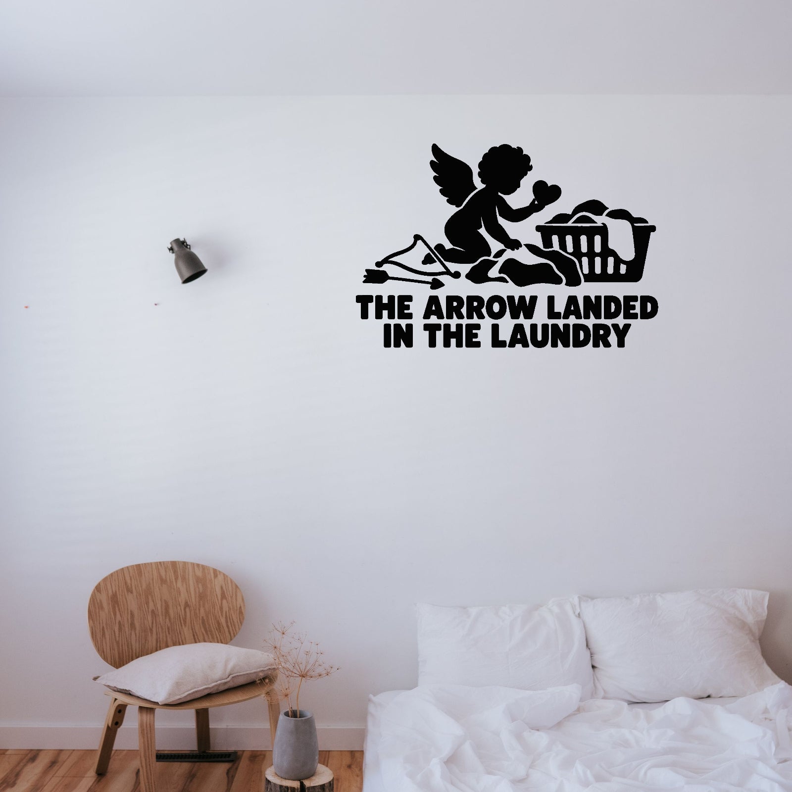 Alternate room view of The Arrow Landed In The Laundry Removable Wall Decal