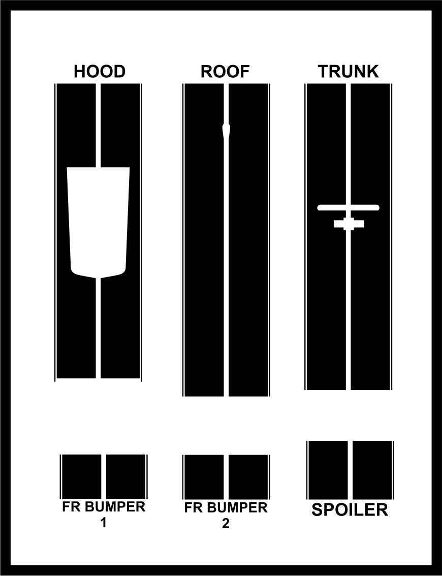 Dual 8" Racing Stripes w/pins Self Healing Vinyl fits Chevy Camaro 2010 to 2015