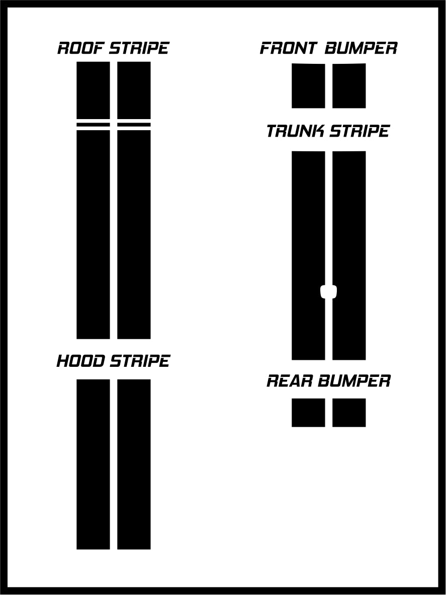 Dual 9" Racing Stripes Self Healing Vinyl fits Honda Civic Si Sedan 2017 to 2020