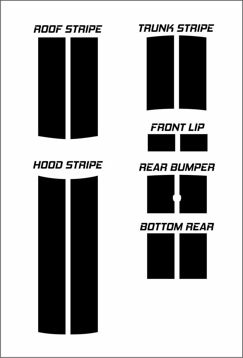 Dual 11" Racing Stripes Self Healing Vinyl fits Honda S2000 2003 to 2009