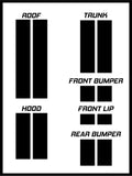 Dual 11" Racing Stripes Self Healing Vinyl fits Honda Civic Coup 2012 to 2015