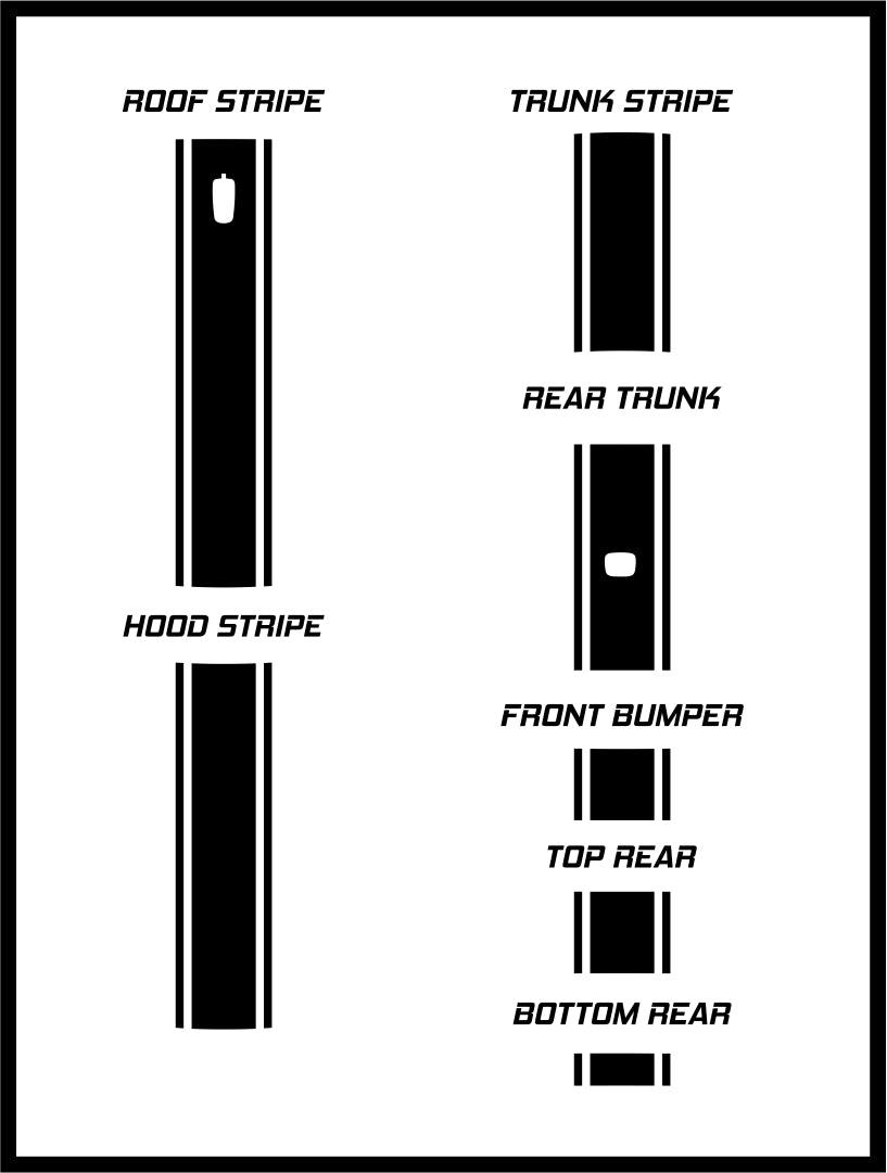 8" Racing Stripe w/pins Self Healing Vinyl fits Honda Civic Si Coupe 2017 - 2019