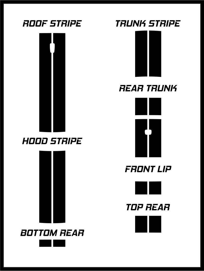 Dual 7" Racing Stripes Self Healing Vinyl fits Honda Civic Si Coupe 2017 to 2019