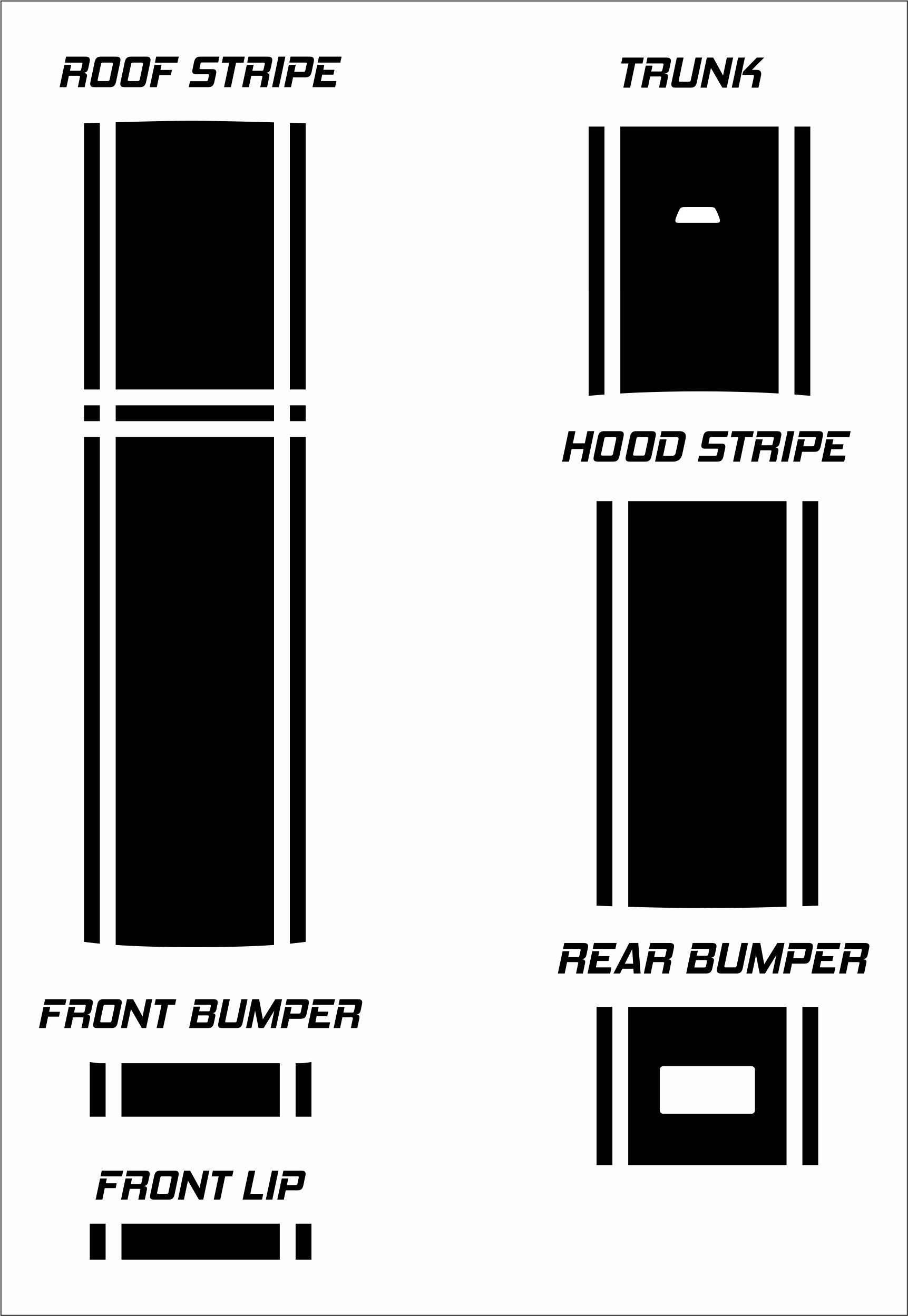 20" Racing Stripes & pins & moonroof Self Healing Vinyl fits Dodge Magnum 2005 to 2008